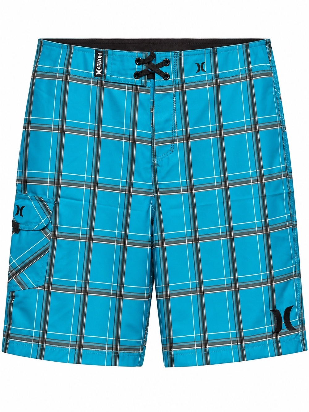 NWT Hurley Puerto Rico Suede 22” Boardshorts Cyan Blue Plaid Men’s 32